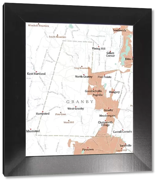 CT Hartford Granby Vector Road Map