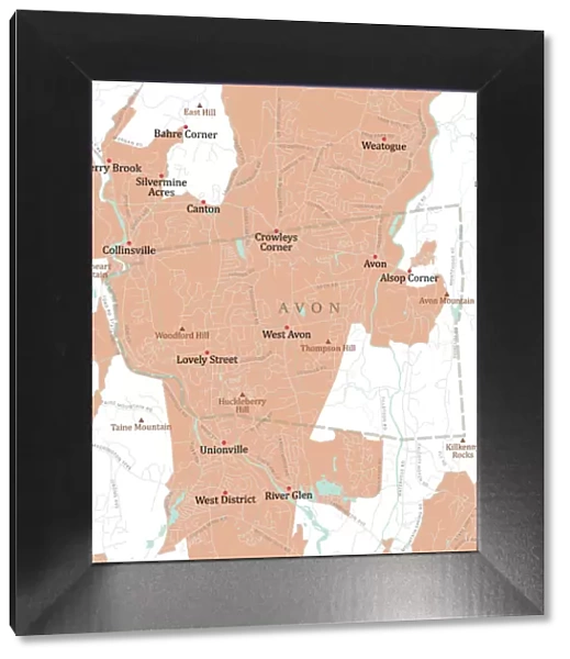 CT Hartford Avon Vector Road Map