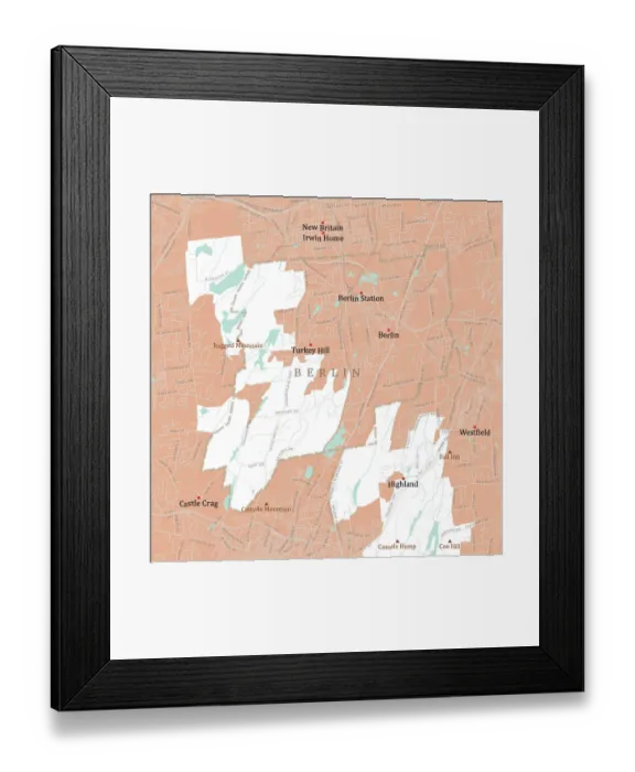 Framed Print : CT Hartford Berlin Vector Road Map Framed Print : CT Hartford Berlin Vector Road Map