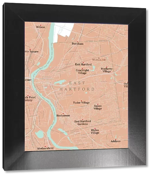 CT Hartford East Hartford Vector Road Map