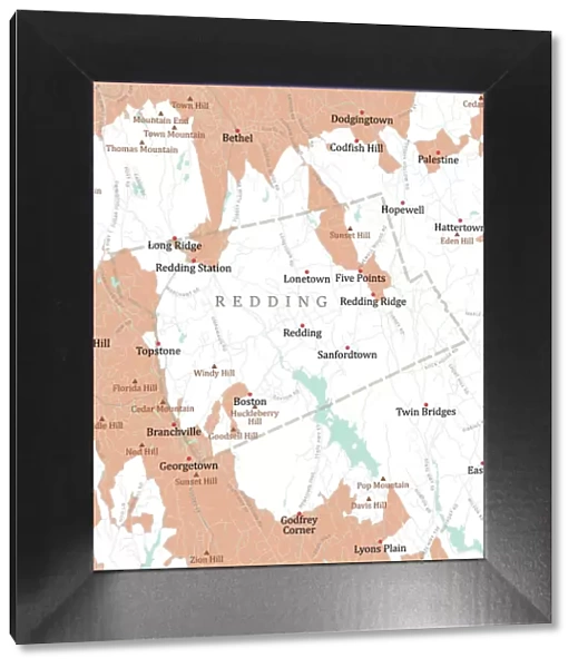 CT Fairfield Redding Vector Road Map