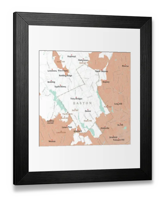 Framed Print : CT Fairfield Easton Vector Road Map Framed Print : CT Fairfield Easton Vector Road Map