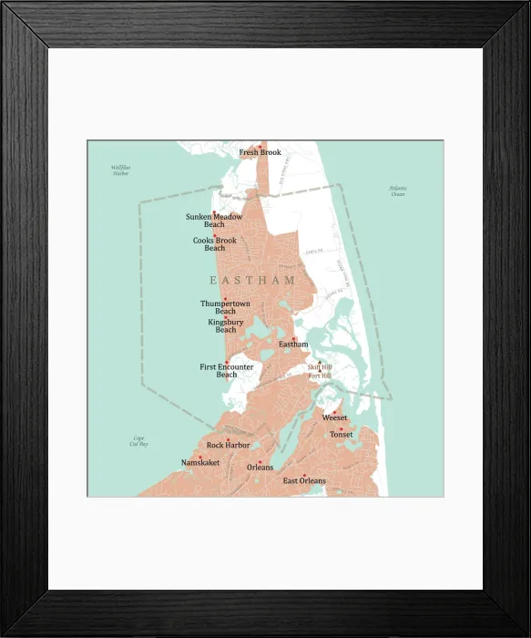 Framed Print : MA Barnstable Eastham Vector Road Map Framed Print : MA Barnstable Eastham Vector Road Map