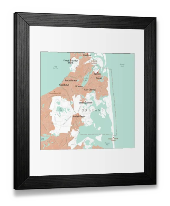 Framed Print : MA Barnstable Orleans Vector Road Map Framed Print : MA Barnstable Orleans Vector Road Map