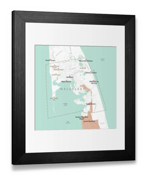 Framed Print : MA Barnstable Wellfleet Vector Road Map Framed Print : MA Barnstable Wellfleet Vector Road Map
