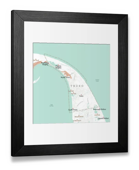 Framed Print : MA Barnstable Truro Vector Road Map Framed Print : MA Barnstable Truro Vector Road Map