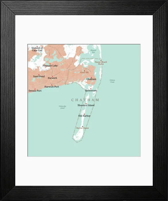 Framed Print : MA Barnstable Chatham Vector Road Map Framed Print : MA Barnstable Chatham Vector Road Map