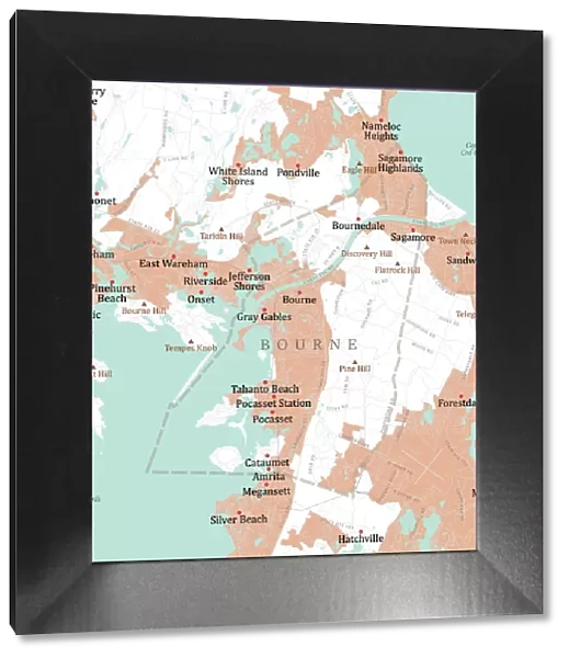 MA Barnstable Bourne Vector Road Map