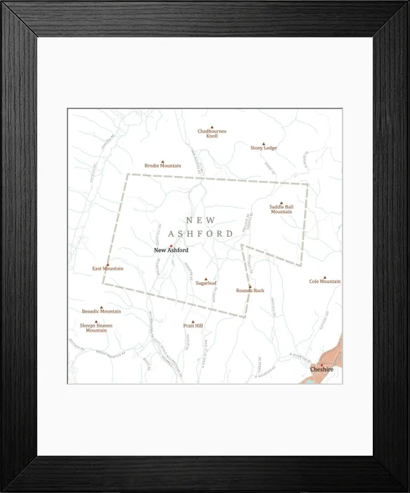 Framed Print : MA Berkshire New Ashford Vector Road Map Framed Print : MA Berkshire New Ashford Vector Road Map