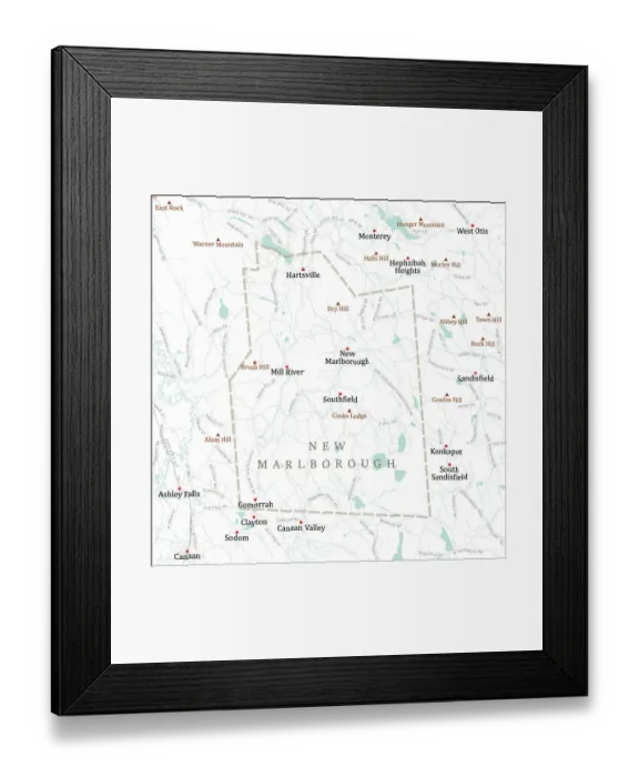 Framed Print : MA Berkshire New Marlborough Vector Road Map Framed Print : MA Berkshire New Marlborough Vector Road Map