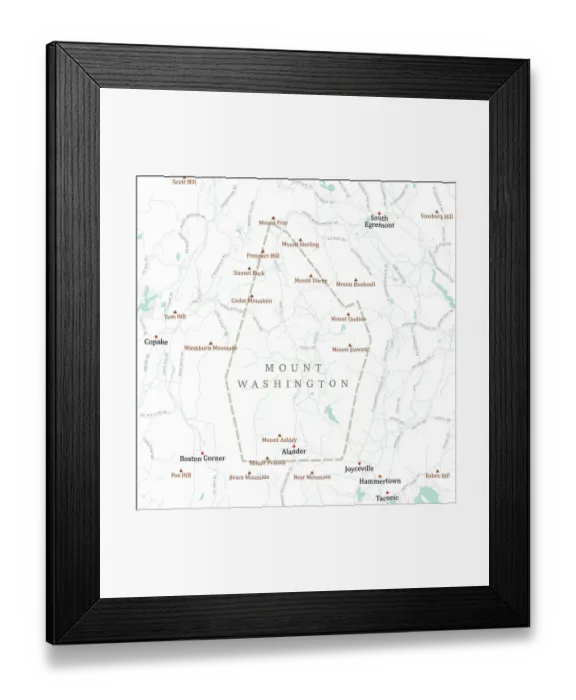 Framed Print : MA Berkshire Mount Washington Vector Road Map Framed Print : MA Berkshire Mount Washington Vector Road Map