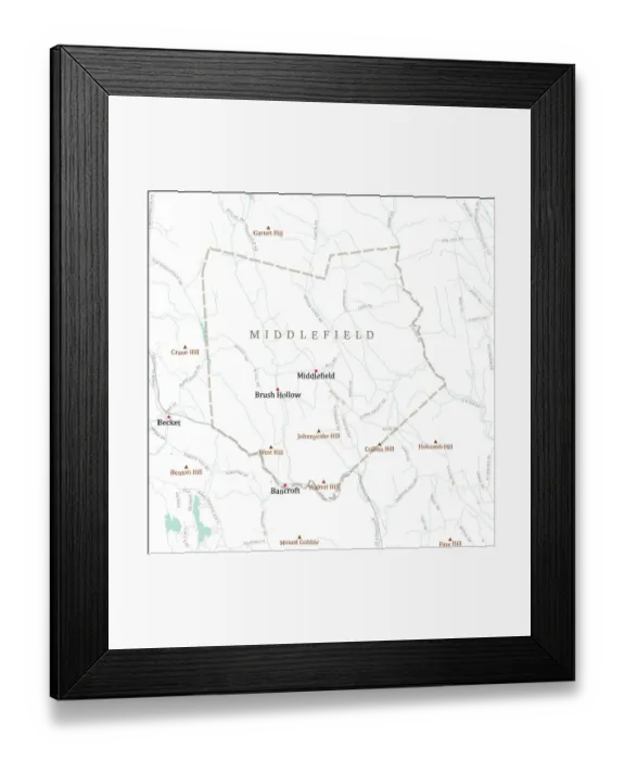Framed Print : MA Hampshire Middlefield Vector Road Map Framed Print : MA Hampshire Middlefield Vector Road Map