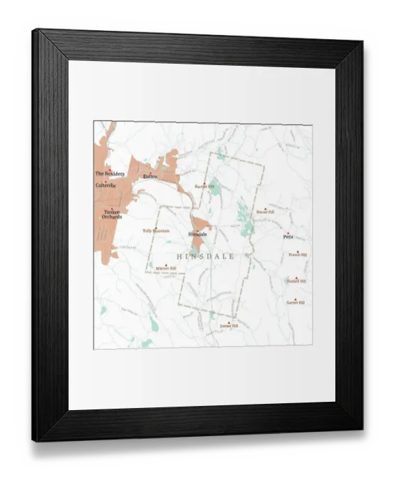 Framed Print : MA Berkshire Hinsdale Vector Road Map Framed Print : MA Berkshire Hinsdale Vector Road Map