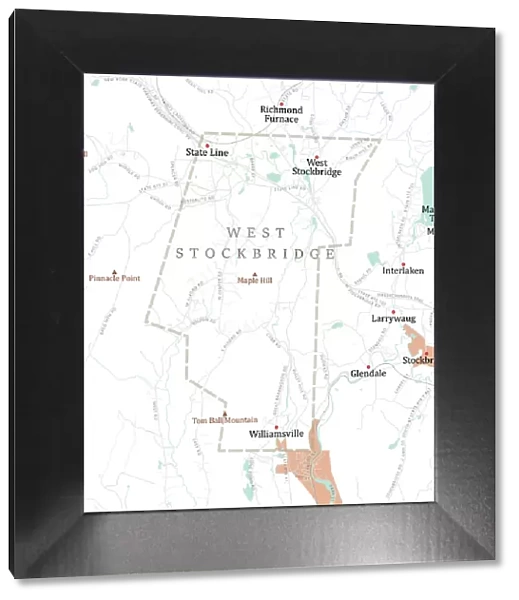MA Berkshire West Stockbridge Vector Road Map