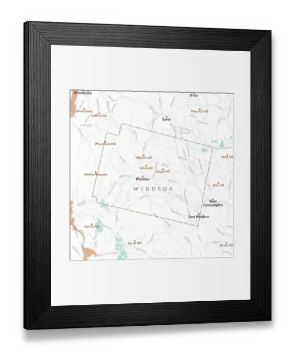 Framed Print : MA Berkshire Windsor Vector Road Map