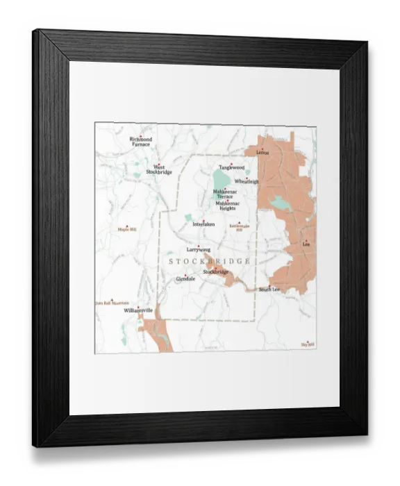 Framed Print : MA Berkshire Stockbridge Vector Road Map Framed Print : MA Berkshire Stockbridge Vector Road Map