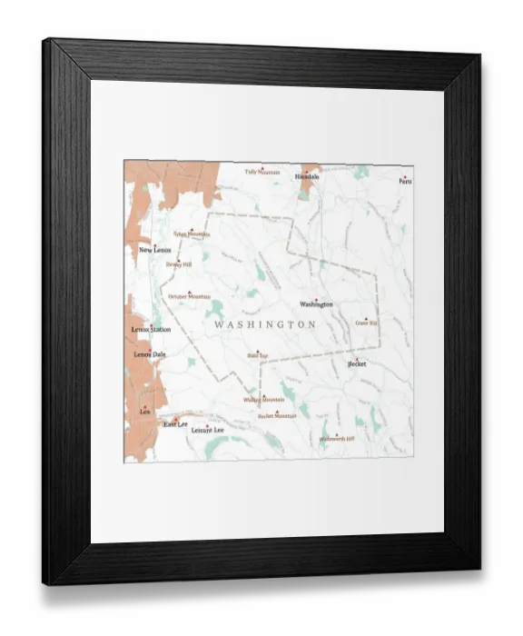 Framed Print : MA Berkshire Washington Vector Road Map Framed Print : MA Berkshire Washington Vector Road Map
