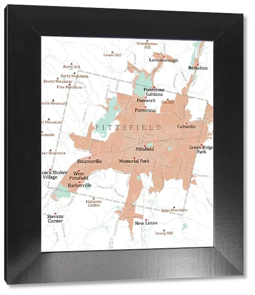 MA Berkshire Pittsfield Vector Road Map