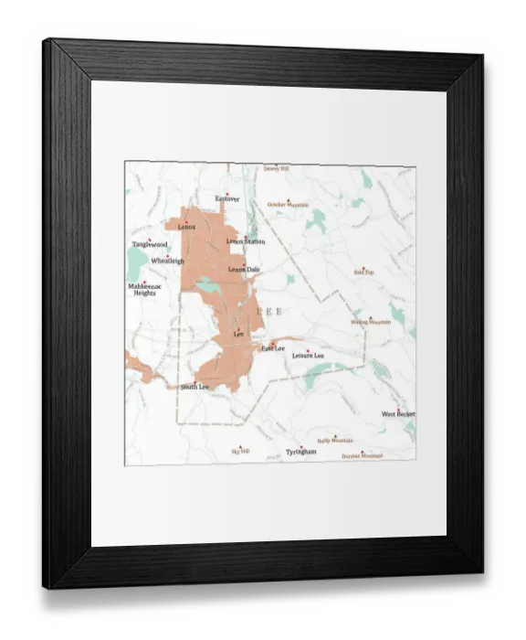 Framed Print : MA Berkshire Lee Vector Road Map Framed Print : MA Berkshire Lee Vector Road Map