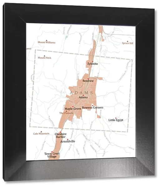 MA Berkshire Adams Vector Road Map