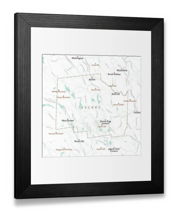 Framed Print : MA Berkshire Becket Vector Road Map Framed Print : MA Berkshire Becket Vector Road Map