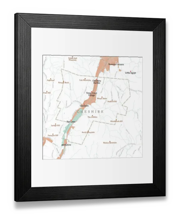 Framed Print : MA Berkshire Cheshire Vector Road Map Framed Print : MA Berkshire Cheshire Vector Road Map