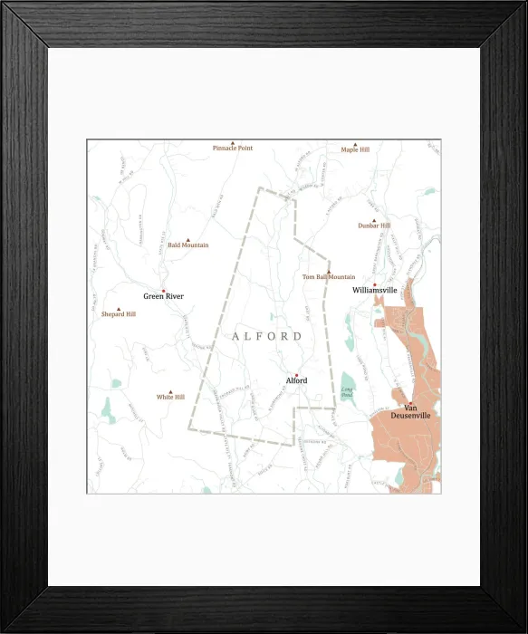 Framed Print : MA Berkshire Alford Vector Road Map Framed Print : MA Berkshire Alford Vector Road Map
