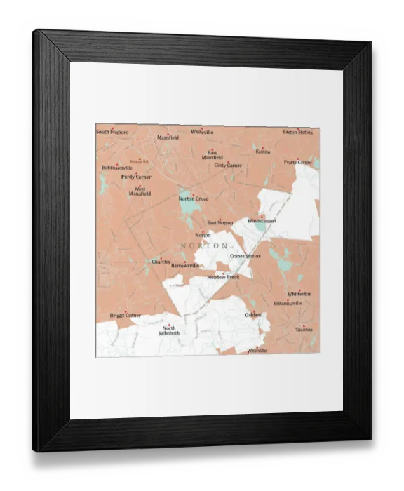 Framed Print : MA Bristol Norton Vector Road Map Framed Print : MA Bristol Norton Vector Road Map