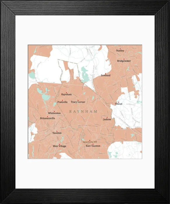 Framed Print : MA Bristol Raynham Vector Road Map Framed Print : MA Bristol Raynham Vector Road Map
