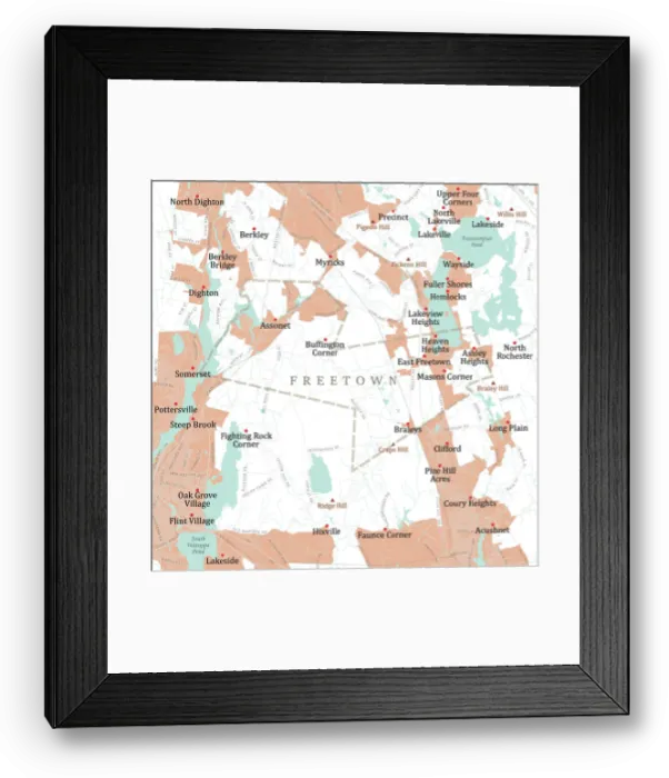 Framed Print : MA Bristol Freetown Vector Road Map Framed Print : MA Bristol Freetown Vector Road Map