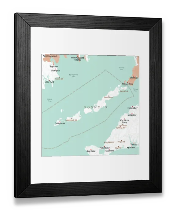 Framed Print : MA Dukes Gosnold Vector Road Map Framed Print : MA Dukes Gosnold Vector Road Map