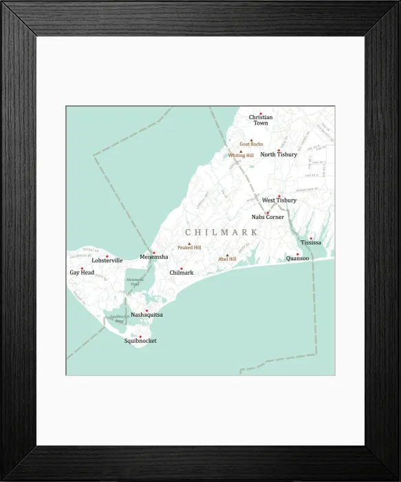 Framed Print : MA Dukes Chilmark Vector Road Map Framed Print : MA Dukes Chilmark Vector Road Map