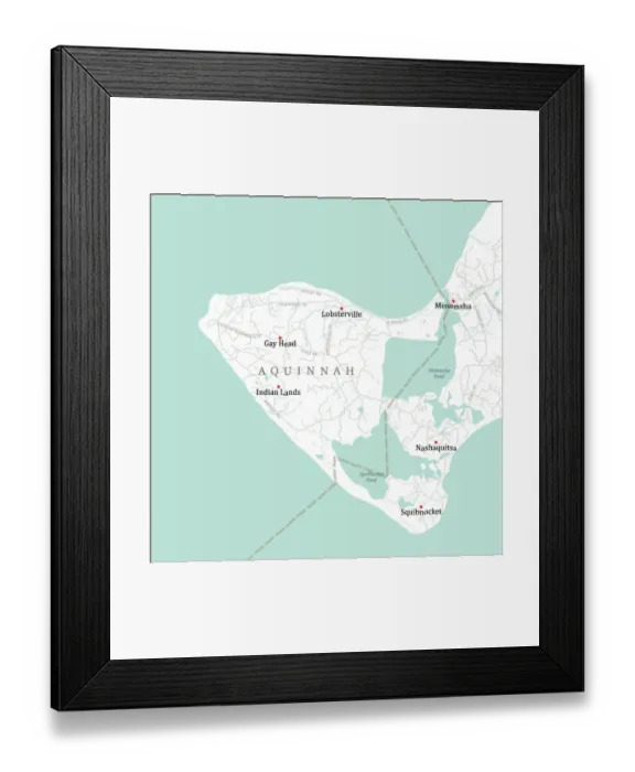 Framed Print : MA Dukes Aquinnah Vector Road Map Framed Print : MA Dukes Aquinnah Vector Road Map