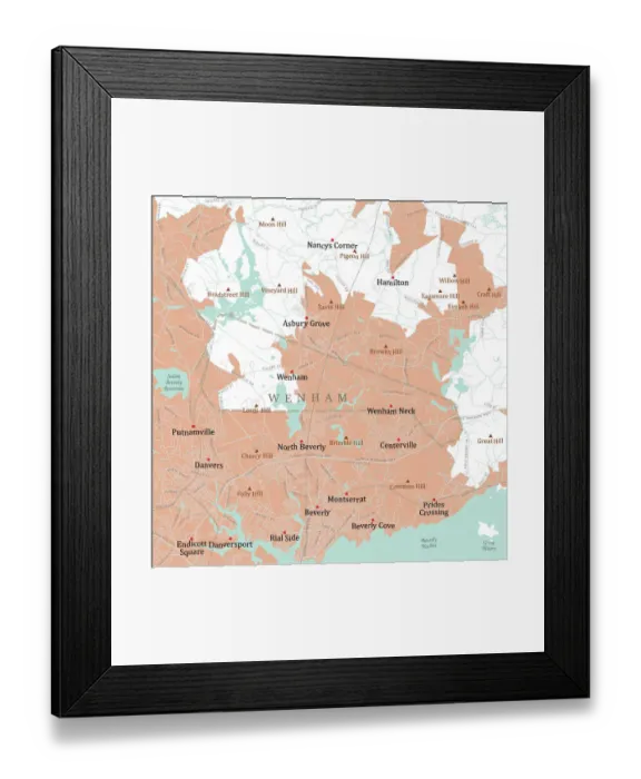 Framed Print : MA Essex Wenham Vector Road Map Framed Print : MA Essex Wenham Vector Road Map
