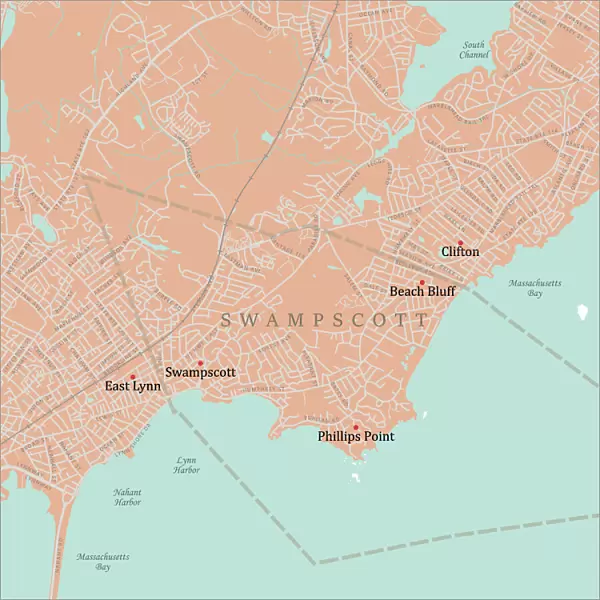 MA Essex Swampscott Vector Road Map