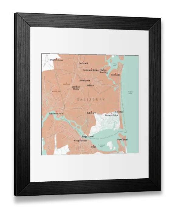 Framed Print : MA Essex Salisbury Vector Road Map Framed Print : MA Essex Salisbury Vector Road Map
