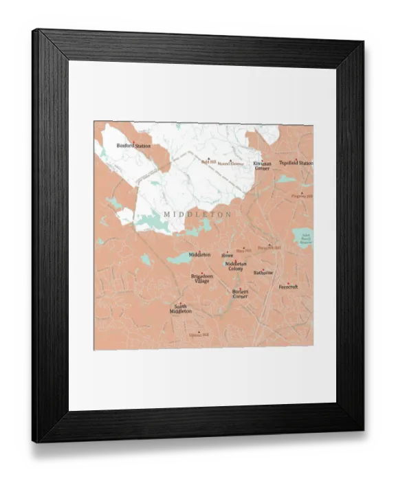 Framed Print : MA Essex Middleton Vector Road Map Framed Print : MA Essex Middleton Vector Road Map