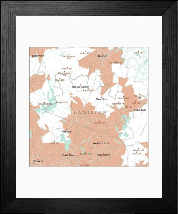 Framed Print : MA Essex Hamilton Vector Road Map Framed Print : MA Essex Hamilton Vector Road Map