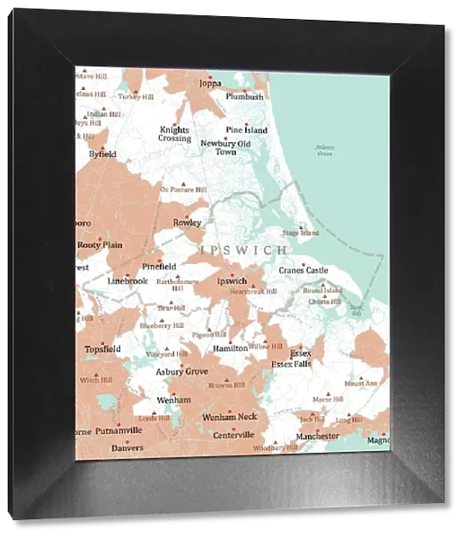 MA Essex Ipswich Vector Road Map