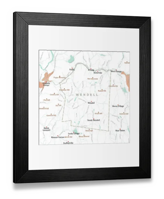 Framed Print : MA Franklin Wendell Vector Road Map Framed Print : MA Franklin Wendell Vector Road Map