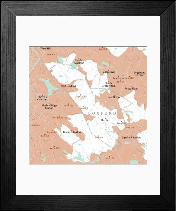 Framed Print : MA Essex Boxford Vector Road Map Framed Print : MA Essex Boxford Vector Road Map