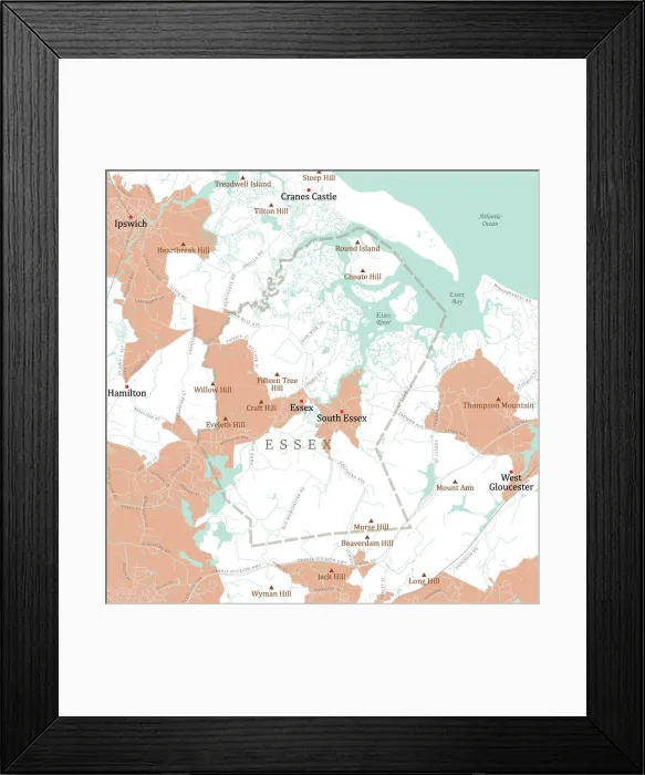 Framed Print : MA Essex Town Vector Road Map Framed Print : MA Essex Town Vector Road Map