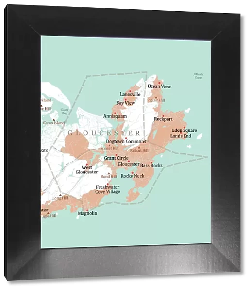 MA Essex Gloucester Vector Road Map