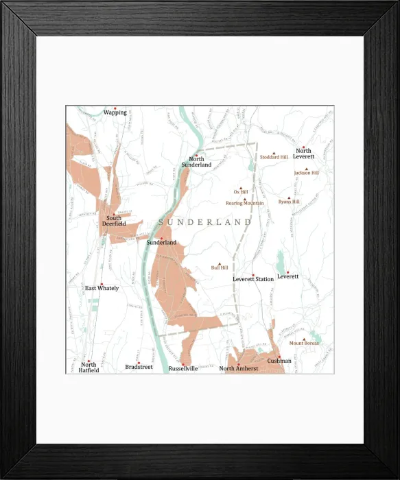 Framed Print : MA Franklin Sunderland Vector Road Map Framed Print : MA Franklin Sunderland Vector Road Map