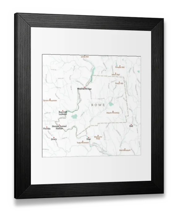 Framed Print : MA Franklin Rowe Vector Road Map Framed Print : MA Franklin Rowe Vector Road Map