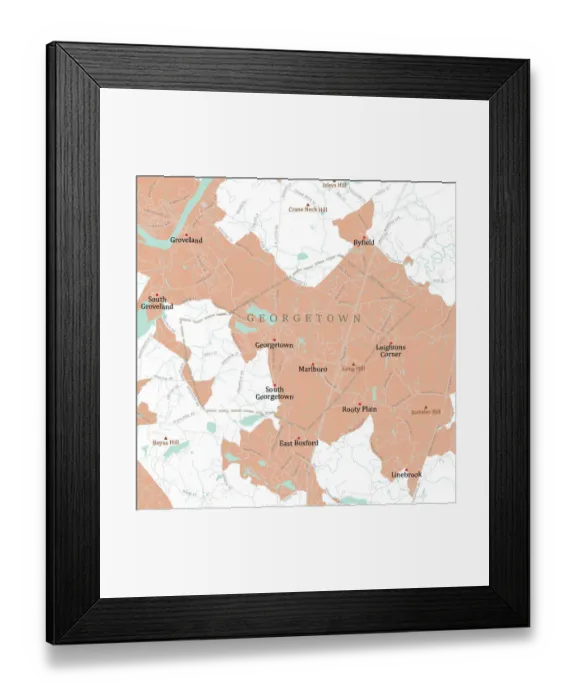 Framed Print : MA Essex Georgetown Vector Road Map Framed Print : MA Essex Georgetown Vector Road Map