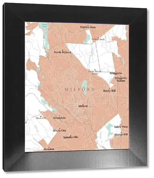 MA Worcester Milford Vector Road Map