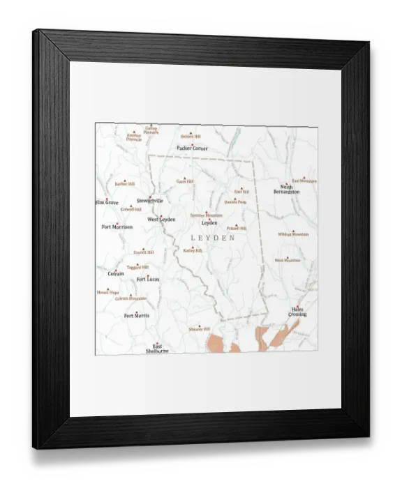 Framed Print : MA Franklin Leyden Vector Road Map Framed Print : MA Franklin Leyden Vector Road Map