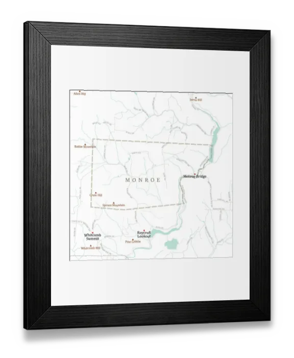 Framed Print : MA Franklin Monroe Vector Road Map Framed Print : MA Franklin Monroe Vector Road Map