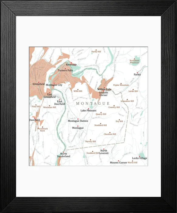 Framed Print : MA Franklin Montague Vector Road Map Framed Print : MA Franklin Montague Vector Road Map